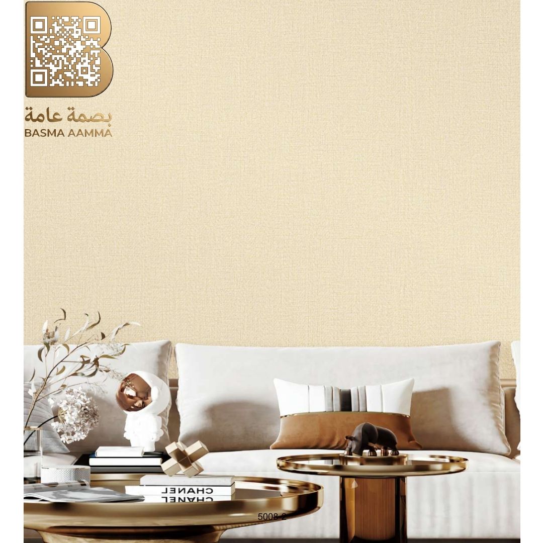 ورق جدران فاخر بتصميم عصري وأنيق اللون: كريمي مصفر (Warm Butter Cream)