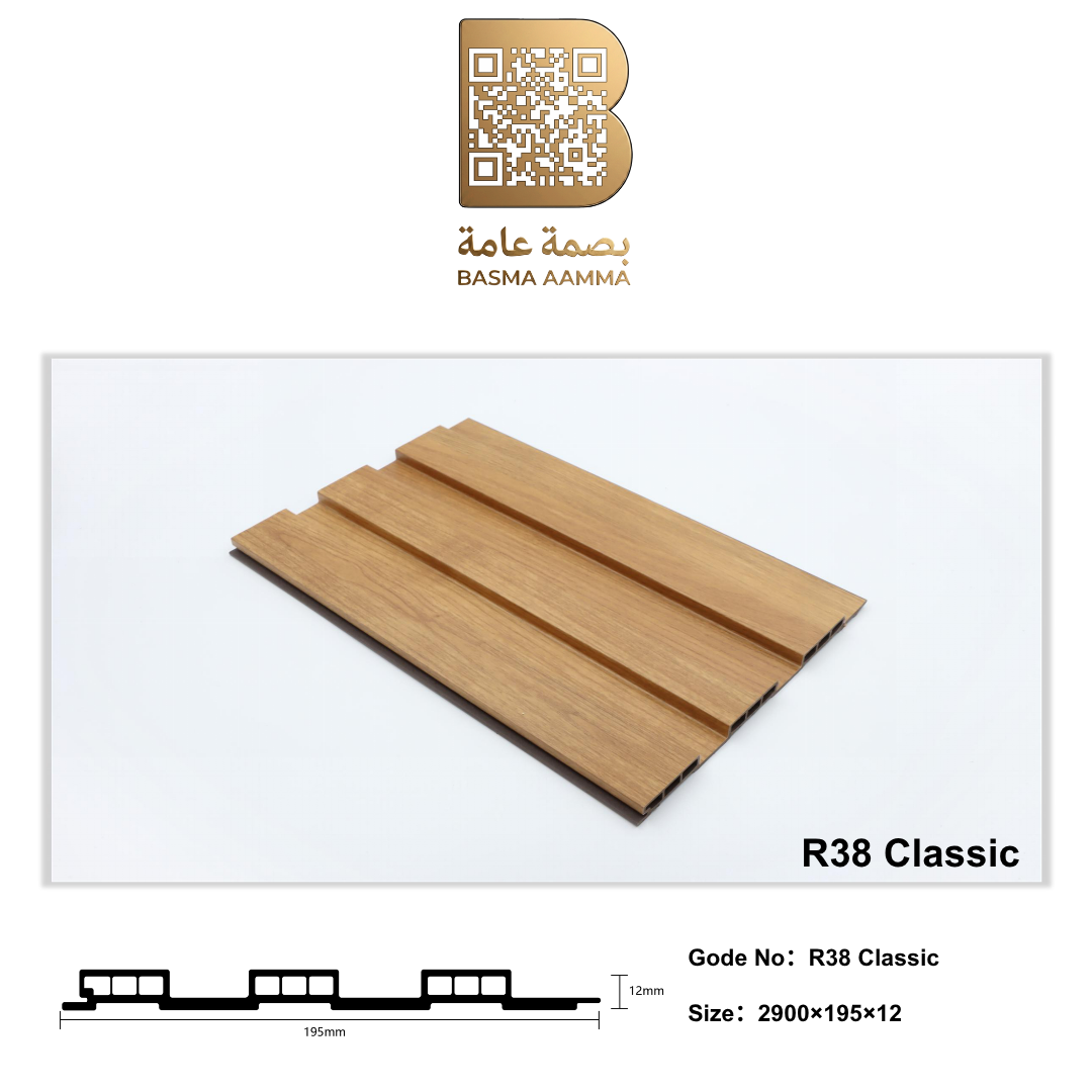 بديل خشب اللون: بني خشبي فاتح / خشب الساج الطبيعي أو البلوط الفاتح (Light Teak / Light Oak)