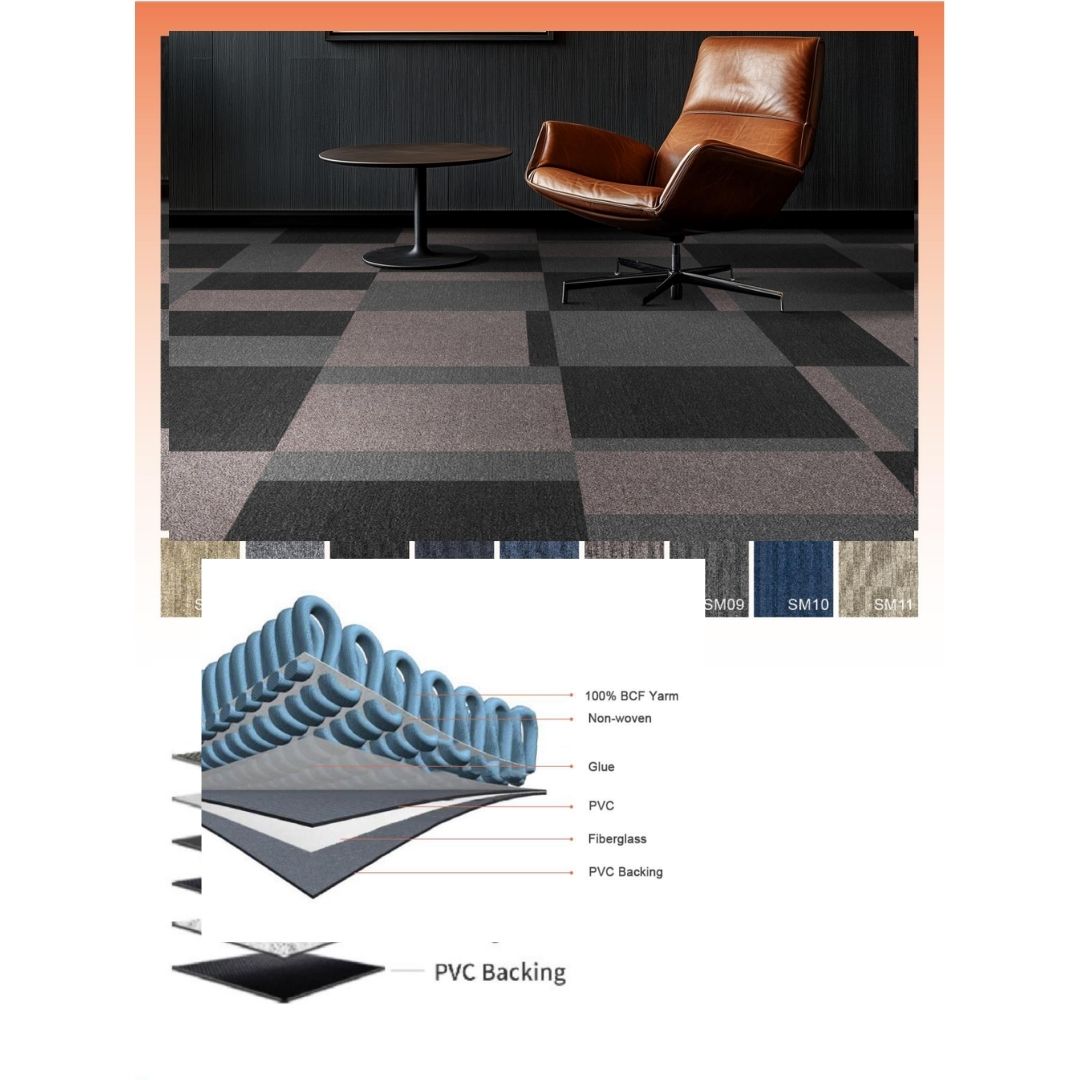 بلاطات موكيت مربعة (Carpet Tiles) اللون: رمادي داكن دافئ يميل للدرجات الترابية / الفحمية الفاتحة (Warm Charcoal / Slate Grey). Thumbnail 3