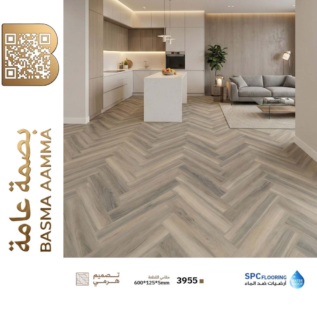 SPCباركيه اللون : رمادي بيج متدرج أو لون الجريج الدافئ (Warm Greige / Ash Beige)