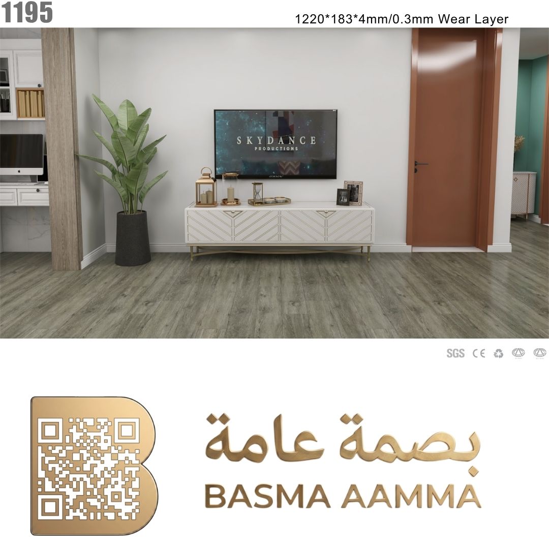 SPC باركيه اللون : رمادي داكن متوسط مائل للبيج الرمادي (درجة Dark Greige أو طيني).