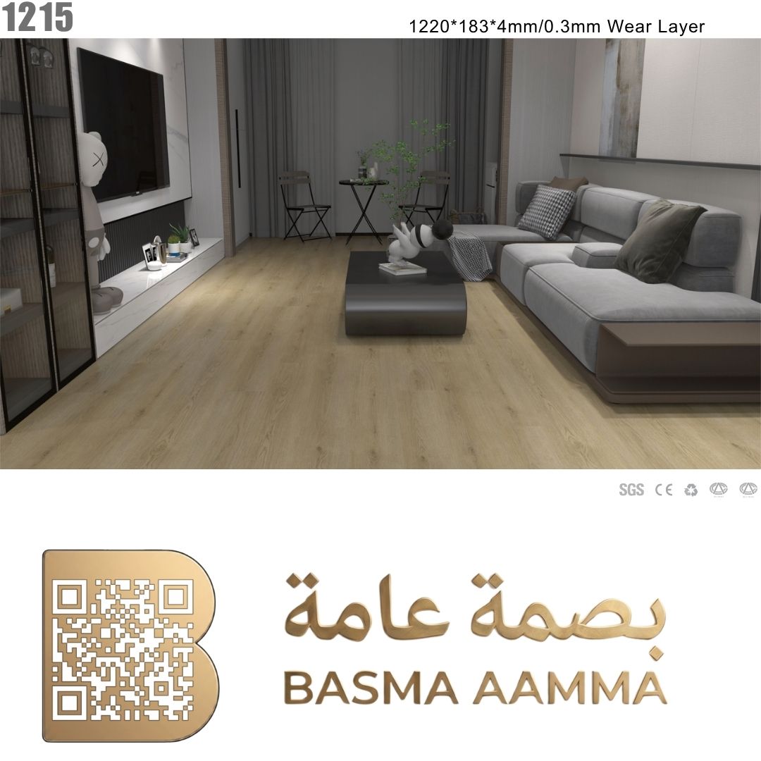 SPC باركيه اللون : بني عسلي فاتح (درجة الخشب البلوطي الطبيعي Oak المتوازن).