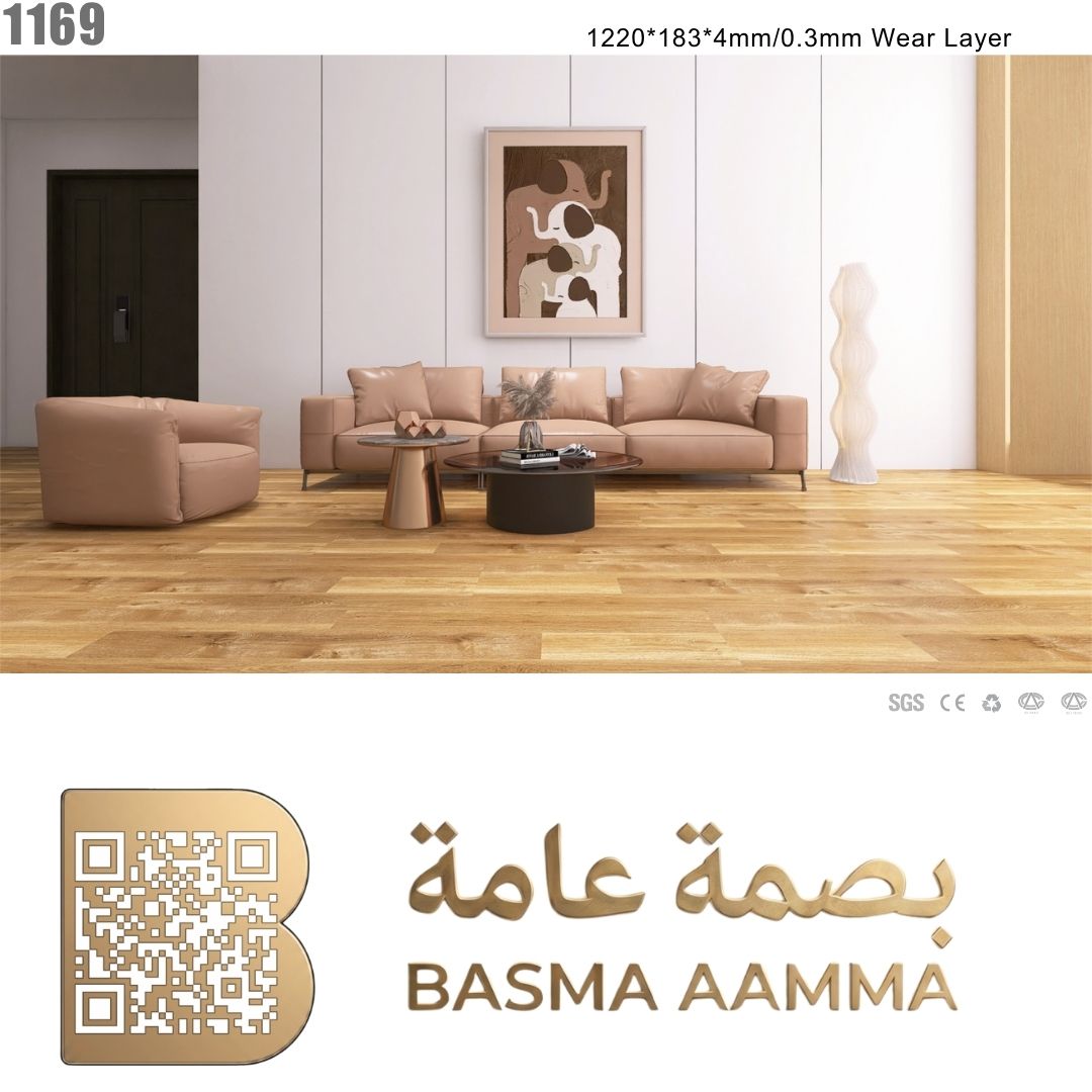 SPC باركيه اللون : بني عسلي متوسط مائل للذهبي (درجة لون خشب البلوط الطبيعي الدافئ).