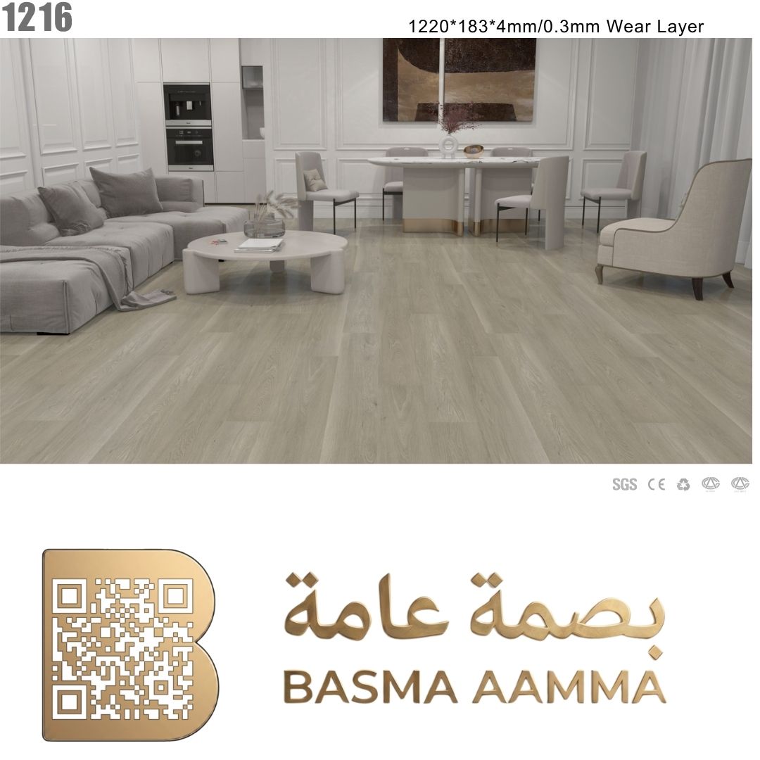 SPC باركيه اللون : رمادي متوسط ناعم (درجة Light Grey الحيادية الصافية).